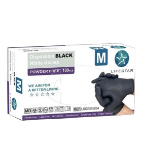Lifestar Nitrile Handschoenen Zwart Poedervrij Maat M